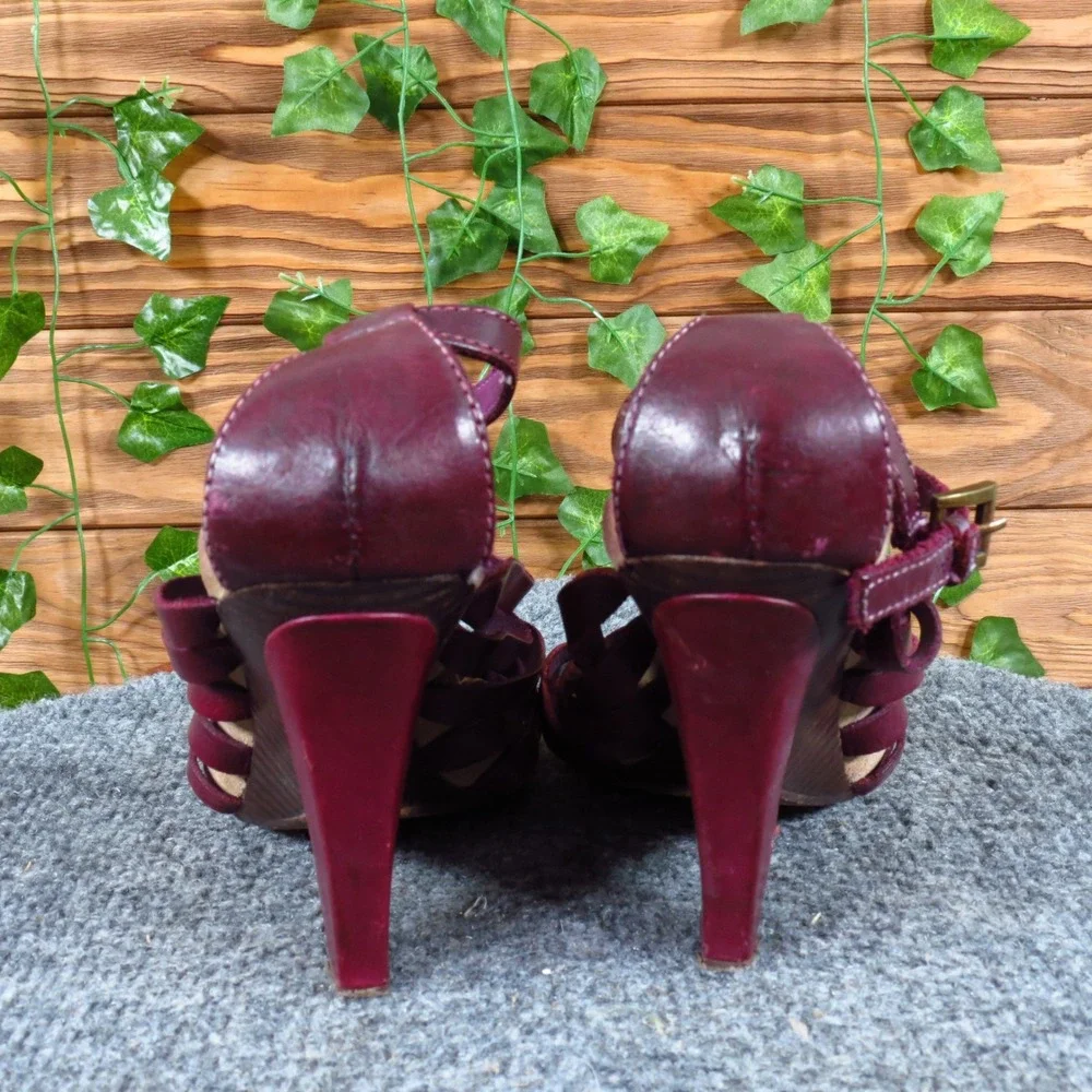 Sam Edelman Saville Womens Heel Sandals Size 7 Plum Leather Strappy Dress‎